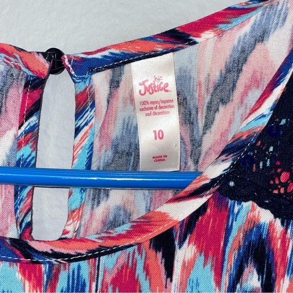 JUSTICE Girls Cold Shoulder Multi Colored Layered Ruffled Dress size 10 - Picture 7 of 16